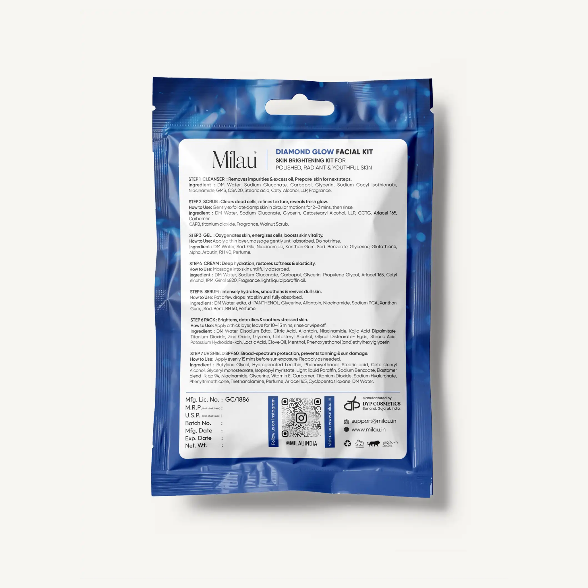 Milau Diamond Glow Facial Kit - Skin Brightening Kit (7 Steps) - Image 2