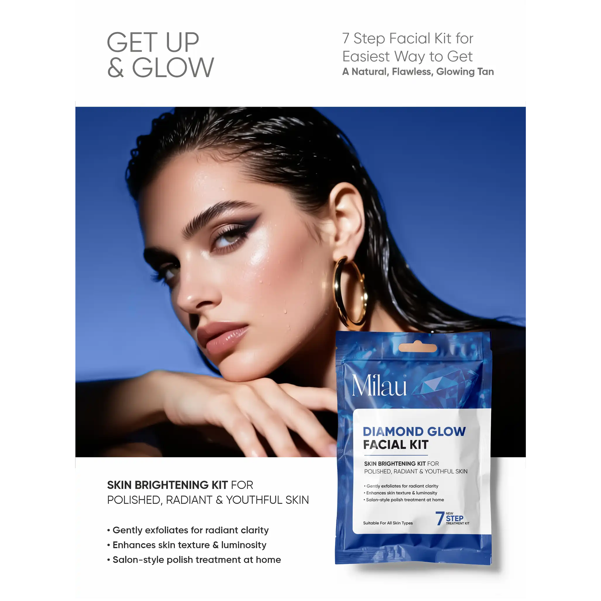 Milau Diamond Glow Facial Kit - Skin Brightening Kit (7 Steps) - Image 5
