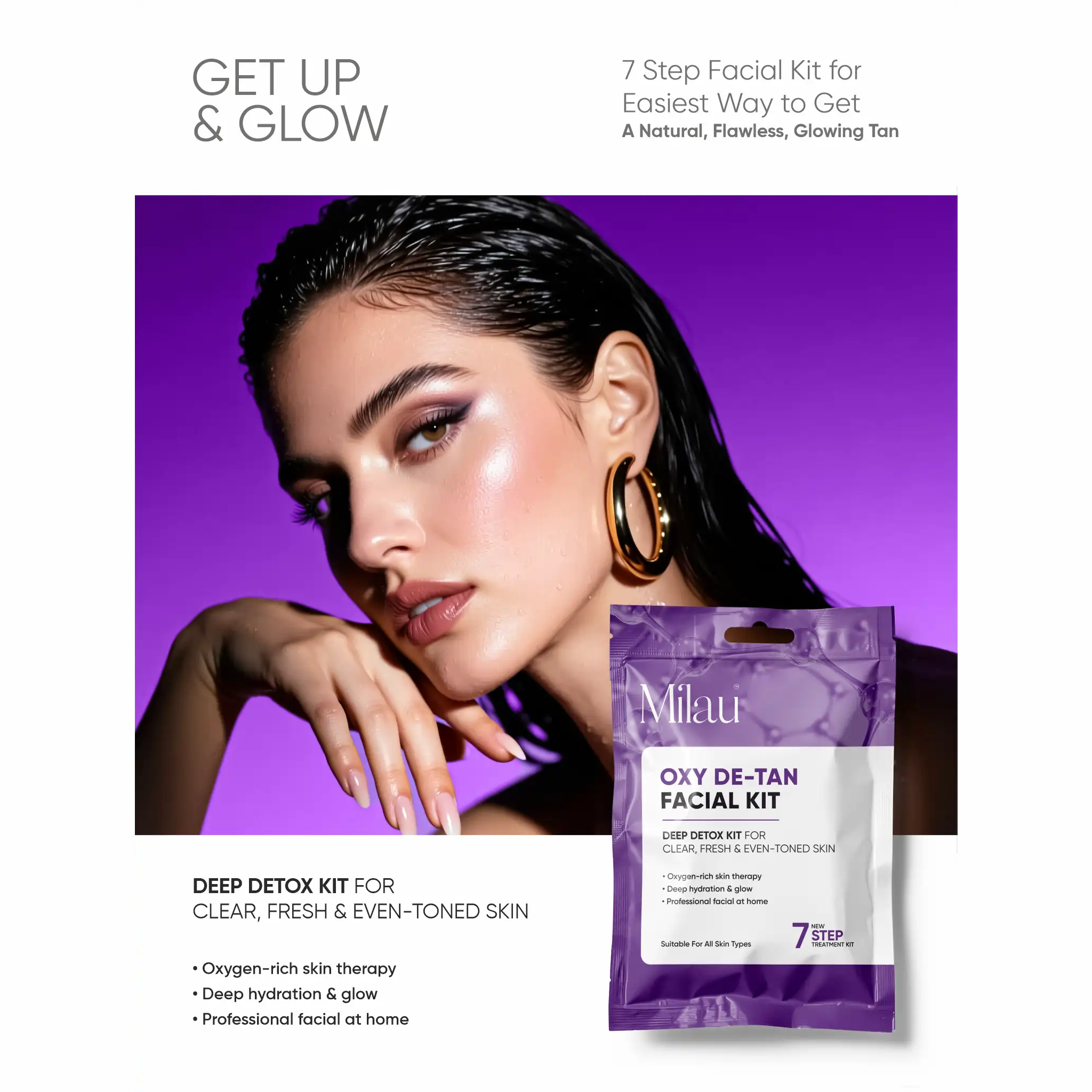 Milau Oxy De-Tan Facial Kit - Deep Detox Anti-Tan Kit (7 Steps) - Image 5