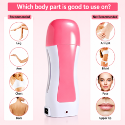 Roll-On Wax Heater Kit with Honey Wax Cartridge & Waxing Strips (Pink & White)