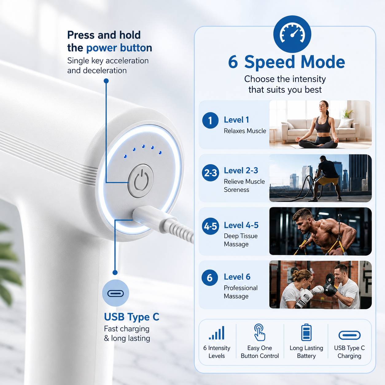Professional Handheld Percussion Massage Gun - Deep Tissue Massager for Muscle & Full Body Relief - Image 4