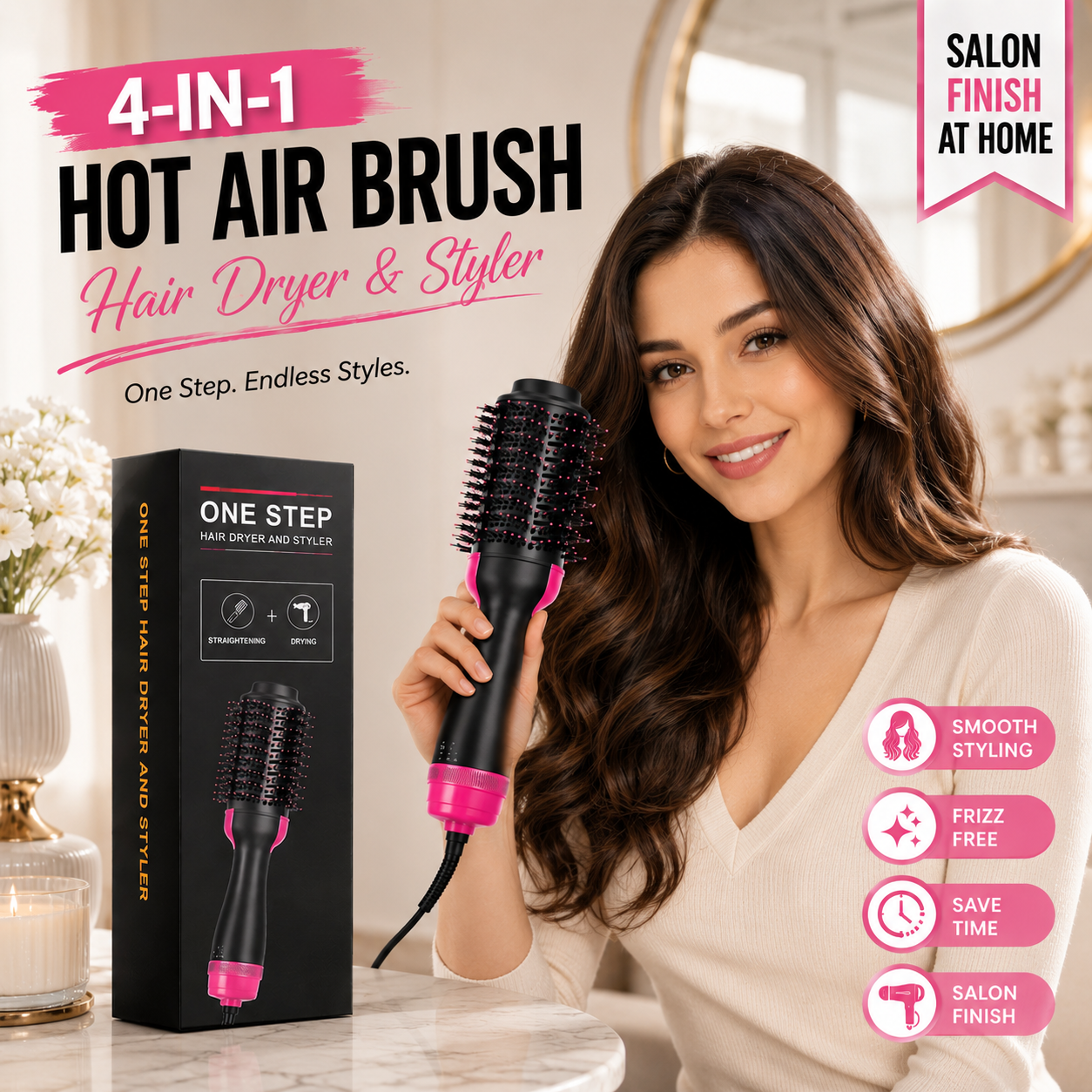 One Step 4-in-1 Hot Air Brush & Hair Dryer Styler - Image 2