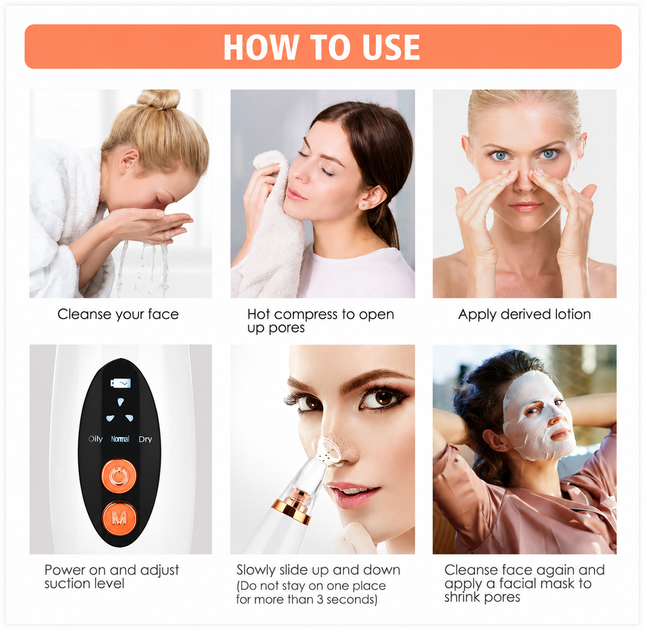 Professional Blackhead Remover Vacuum Suction Device - 6 Heads, 3 Suction Levels - Image 5