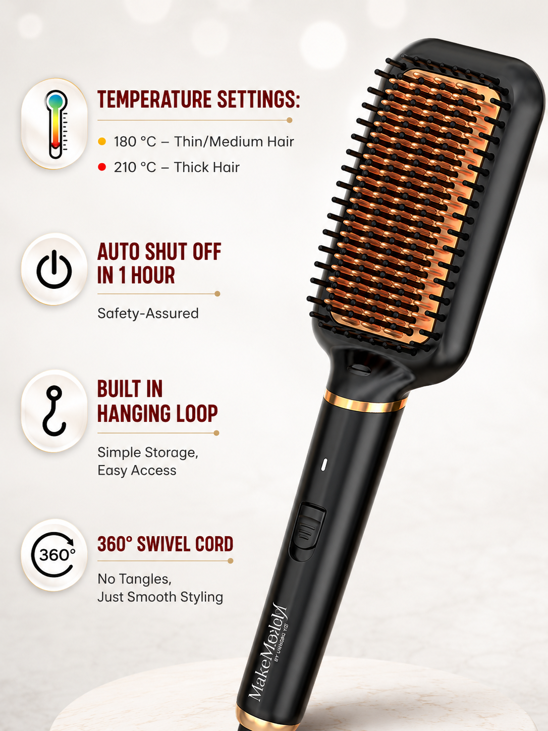 MakeMeeBold Frizz Free Straightening Brush - Image 6